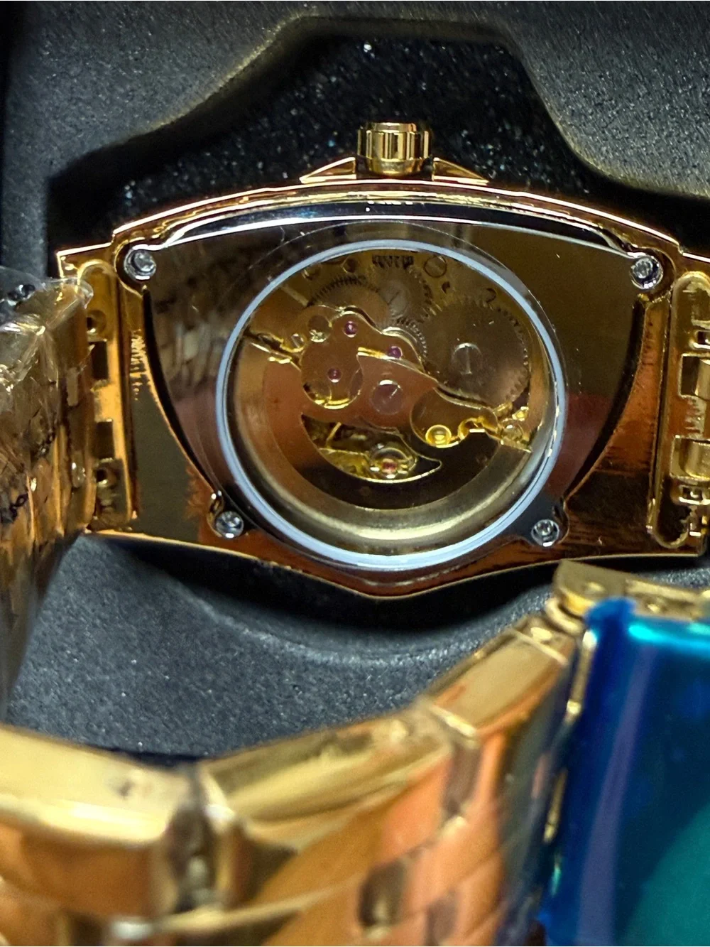 Gold Automatic Men’s Skeleton Watch - Black Dial